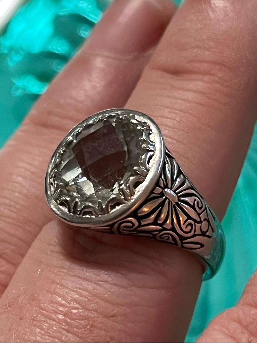 Sterling Silver 925 Green Amethyst Prasiolite Butterfly Size 7 Ring